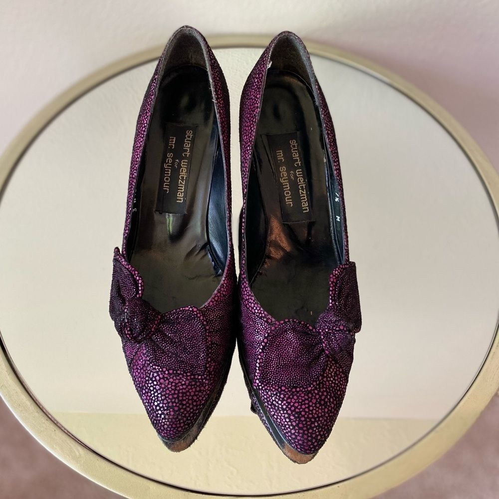 Stuart Wietzman for Mr. Seymour heels. Purple & black. Size 7.5. Short heels.
